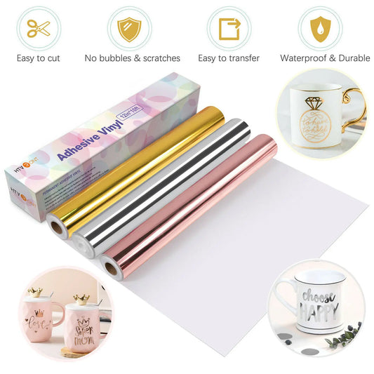 Cricut-kompatibel: Spiegel-Metallic Vinylfolie – 30 x 300 cm – Selbstklebende Permanentfolie für Dekorationen