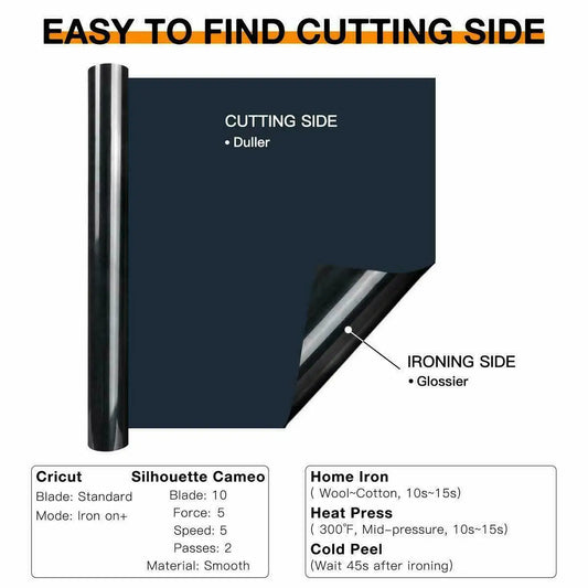 Cricut-kompatibel: Elastische HTV-Flexfolie – 30 x 240 cm – Dehnbare Bügelfolie für T-Shirts & Sporttextilien